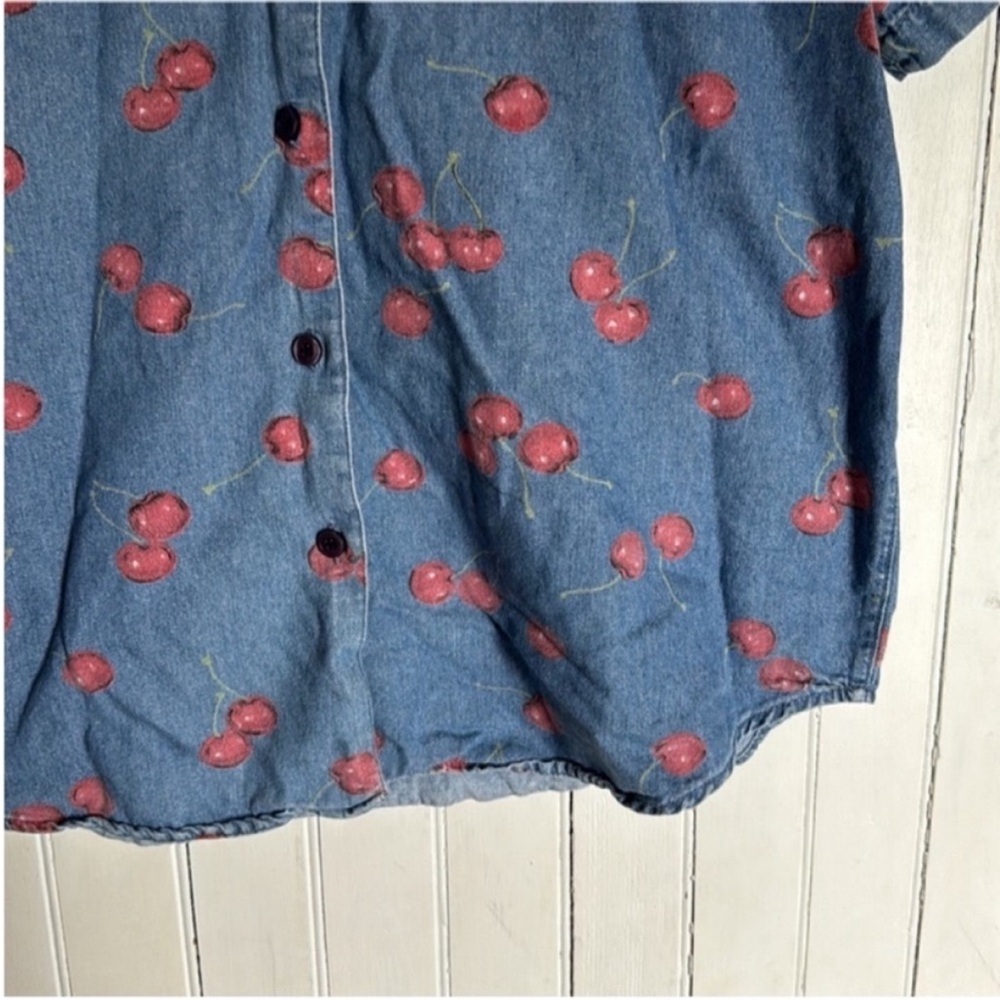 Lemon Grass Studio Button Down Top Denim Cherry S… - image 3